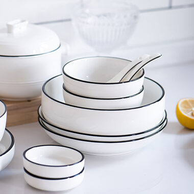 13Pcs White Ceramic Dinnerware Set with Plates and Bowls