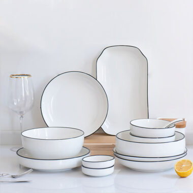13Pcs White Ceramic Dinnerware Set with Plates and Bowls