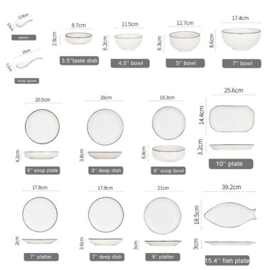 13Pcs White Ceramic Dinnerware Set with Plates and Bowls