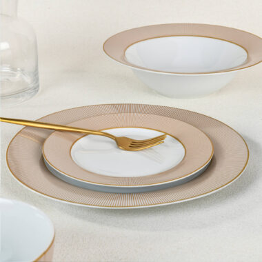 Gold-Rimmed 24-Piece Porcelain Dinnerware Set