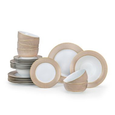 Gold-Rimmed 24-Piece Porcelain Dinnerware Set