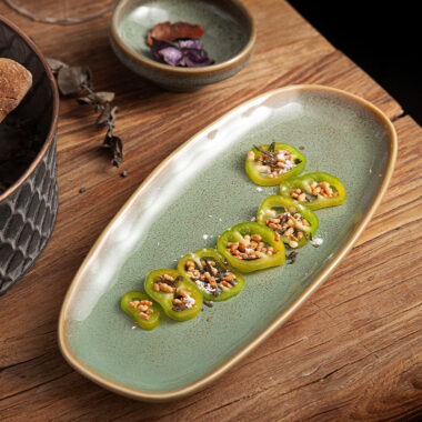 Factory Custom Irregular Green Ceramic Dinner Plates – Wholesale Porcelain Dishes