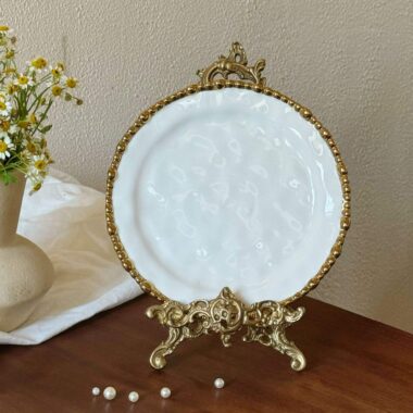 Handmade Ceramic White and Gold Dinnerware Set