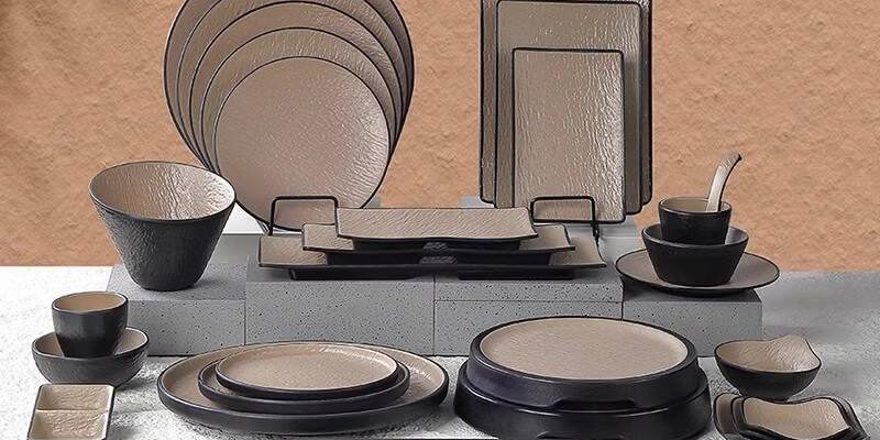 Korean and Japanese Style Melamine Dinnerware Plates and Dishes