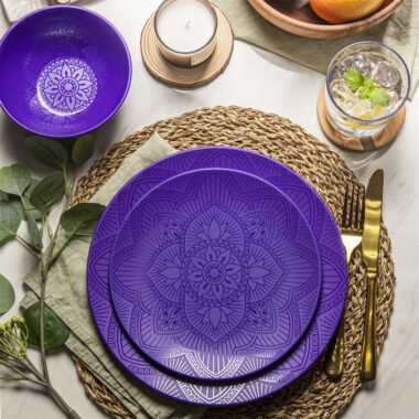 Luxury Mandala Purple Melamine Dinnerware 