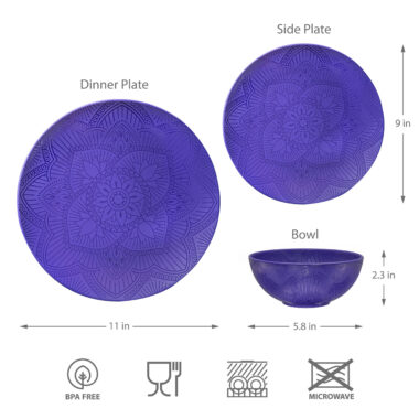 Luxury Mandala Purple Melamine Dinnerware 
