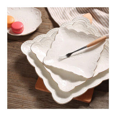 Custom Bone China Dinnerware Set with Gold Rim