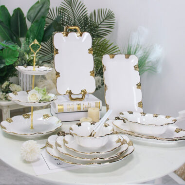 Ceramic Gold Rim Wedding Dinnerware Set