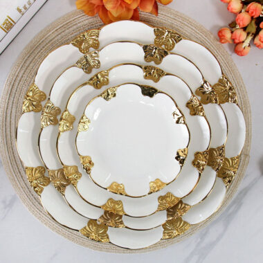 Ceramic Gold Rim Wedding Dinnerware Set