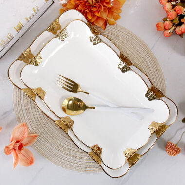 Ceramic Gold Rim Wedding Dinnerware Set
