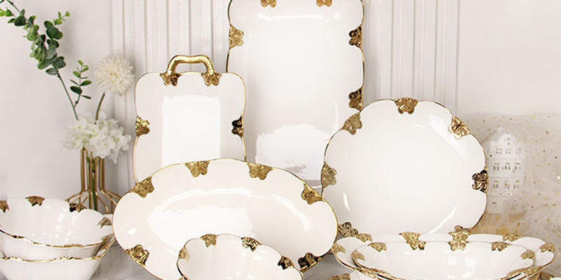 Ceramic Gold Rim Wedding Dinnerware Set