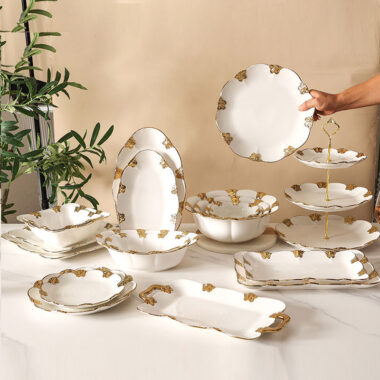 Ceramic Gold Rim Wedding Dinnerware Set