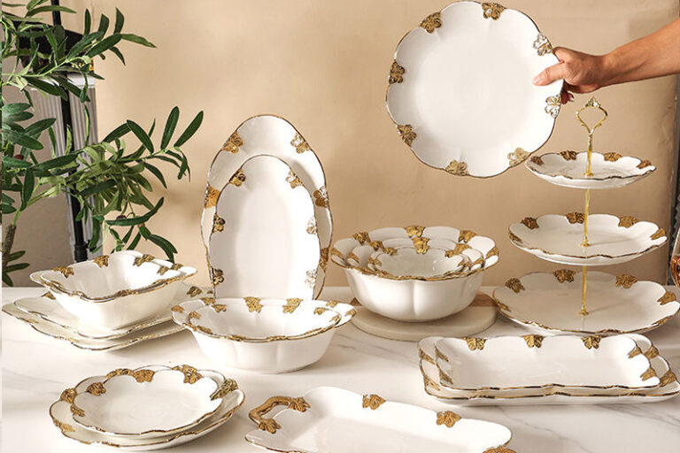 Ceramic Gold Rim Wedding Dinnerware Set