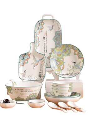ceramic dinnerware with nature scenery print