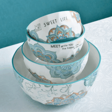 ceramic dinnerware with nature scenery print