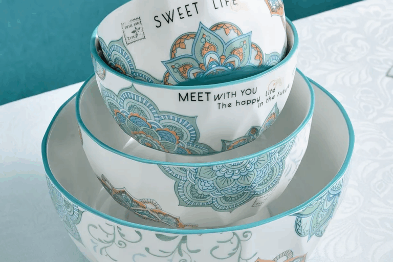 ceramic dinnerware with nature scenery print