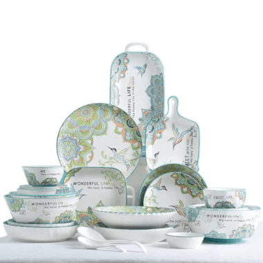 ceramic dinnerware with nature scenery print