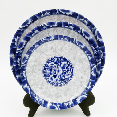 White and Blue Chinese Melamine Dinnerware Plates and Bowls
