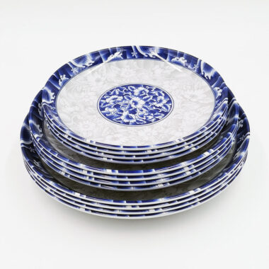 White and Blue Chinese Melamine Dinnerware Plates and Bowls