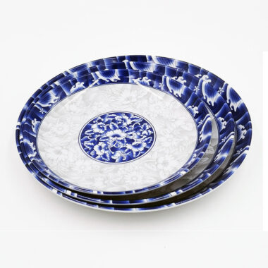 White and Blue Chinese Melamine Dinnerware Plates and Bowls