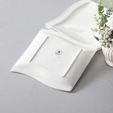 Classic white square porcelain dinner plates for wholesale