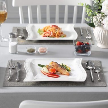 Classic white square porcelain dinner plates for wholesale