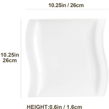 Classic white square porcelain dinner plates for wholesale