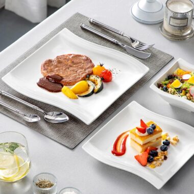 Classic white square porcelain dinner plates for wholesale