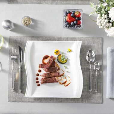 Classic white square porcelain dinner plates for wholesale