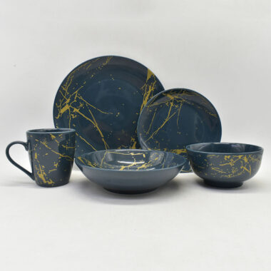 Black Matte Melamine Dinnerware Set – Irregular Plates & Bowls