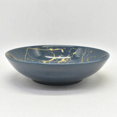 Black Matte Melamine Dinnerware Set – Irregular Plates & Bowls