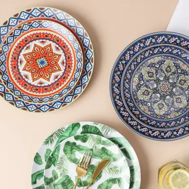 Bohemian Porcelain Ceramic Dinner Plates