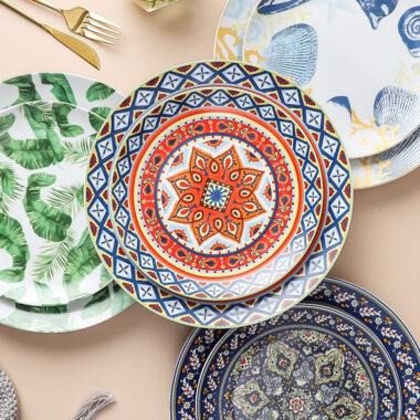 Bohemian Porcelain Ceramic Dinner Plates