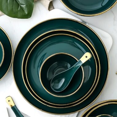 Porcelain Plate with Green Under Plate Decoration