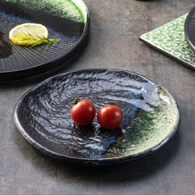 Black Green Ceramic Plates for Korean Food