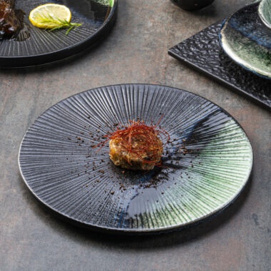 Black Green Ceramic Plates for Korean Food