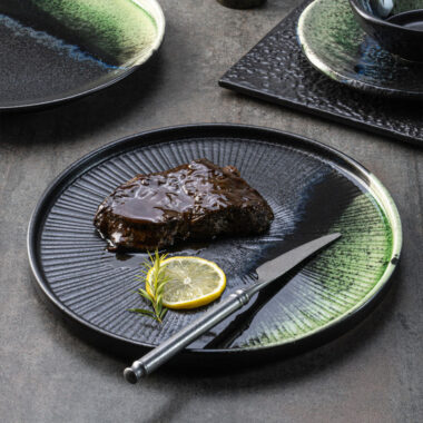 Black Green Ceramic Plates for Korean Food