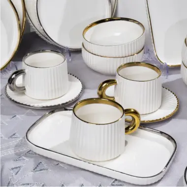 Porcelain Dinnerware Set with Gold Rim