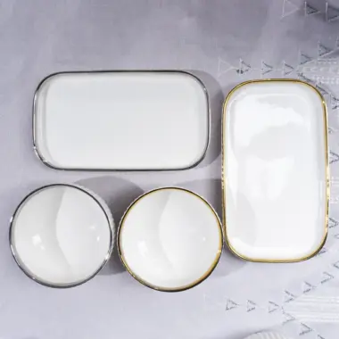 Porcelain Dinnerware Set with Gold Rim